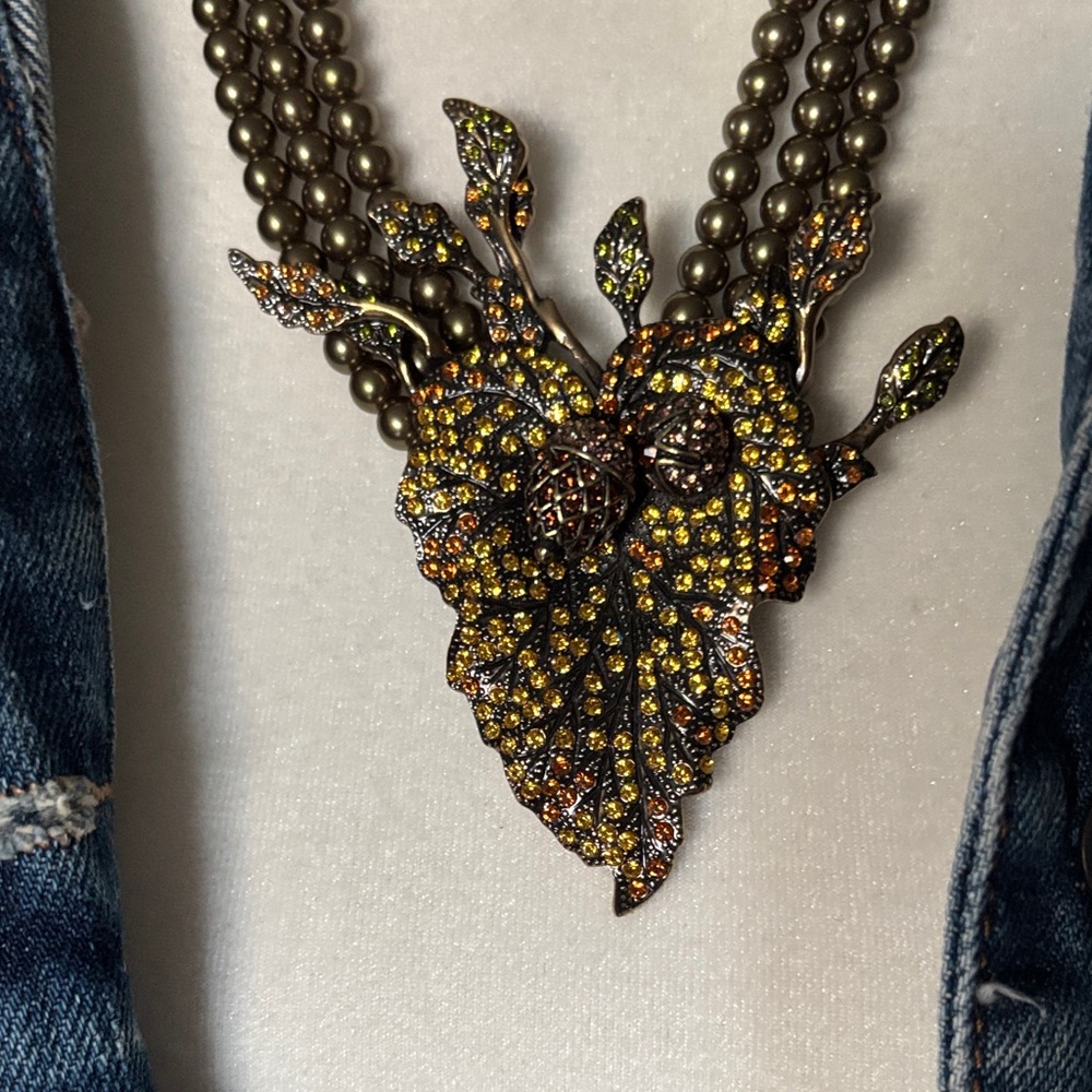 Vintage Heidi Daus Oak Leaf & Acorns Necklace - Picture 4 of 10
